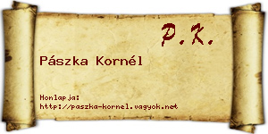 Pászka Kornél névjegykártya